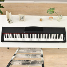 金色年代 88键重锤演奏电钢琴家用练习数码钢琴88008棕色+三踏++木头琴架 重锤键电钢黑色+单踏