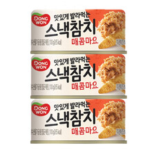 韩国进口 东远蛋黄酱金枪鱼罐头 SNACK系列醇香辣味清香风味蛋黄酱拌饭寿司三明治 辣味蛋黄酱金枪鱼100g*3罐