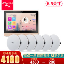 山水（SANSUI）T3 智能家庭背景音乐主机系统套装 家庭影院音响组合 吸顶音响喇叭 吊顶音响喇叭 DM-8+T3无边框6.5英寸喇叭一拖六