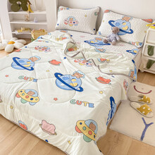 乳胶被 冰丝空调被夏季薄款四件套可水洗被子单人夏被夏凉被乳胶凉席 星空熊 150x200cm(单夏被)