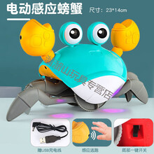 儿童网红电动自动感应螃蟹会跑行走仿真动物宝宝玩具男女孩3-6岁 蓝色电动感应螃蟹(送充电线)