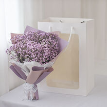 满天星永生花干花520花束送男友女友闺蜜朋友生日礼物毕业拍照 D03紫色满天星+粉紫欧雅纸+丝带