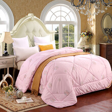 羊毛被双人保暖聚酯纤维斜纹澳洲纯羊毛被 冬天被子  加厚冬被  被子被芯 保暖被芯 单双人被子-羊毛 粉 150x200cm/4斤