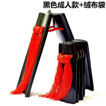 竹板快板成人快板成人响板一对演出快板舞台表演天津快 黑色成人款 绒布袋