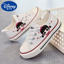 迪士尼（Disney）女童帆布鞋2021春秋新款童鞋儿童一脚蹬帆布鞋大童鞋子女孩小白鞋品质好货 白 24