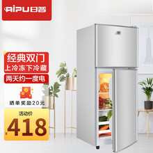 日普（RIPU） 双门小冰箱 小型迷你家用宿舍电冰箱冷藏冷冻节能（钜惠加厚款） 76L-拉丝银【加厚升级】三人用