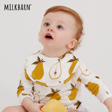 Milkbarn婴儿口水巾围嘴新生儿宝宝防吐奶吃饭男女围兜双按扣 梨