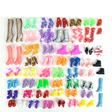 芭芘玩具的高跟鞋 俏芭妃婚纱芭比娃娃鞋子女孩过家家玩具高跟鞋平底鞋配件饰品衣 30双鞋子+4件饰品 默认高度