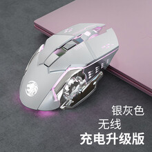 适用联想hp惠普戴尔无线鼠标可充电式机械电竞游戏蓝牙滑鼠女生粉色可爱无限电脑少女笔记本办公 银灰色【轻声可充电】升级版 官方标配