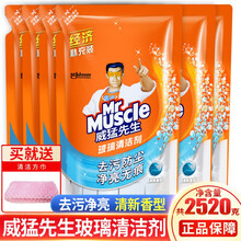 威猛先生（Mr Muscle）玻璃清洁剂 玻璃水家用擦窗户家用清洗剂420g*6袋 袋装去污擦玻璃净 6袋