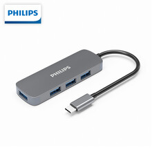 飞利浦 Type-c扩展坞 USB-C转百兆网口 适用华为苹果电脑转换器MacBook转接头拓展坞 四合一【USB3.0*4】