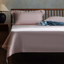 天然亚麻凉席 天然亚麻千鸟格色织工艺吸汗夏季床单枕套凉席三件套 粉色(现货) 1.8m(6英尺)床