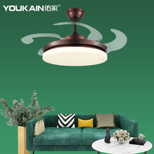 佑家YOUKAIN 隐形吊扇灯风扇灯客厅现代简约隐形扇电扇灯餐厅卧室家用风扇吊灯 【高亮版】棕色 75wLED 配遥控
