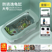 宠尚天 乌龟缸带晒台别墅饲养箱家用养殖巴西龟养大型专用生态缸龟箱 龟便分离 防止逃逸【北欧绿 大号-套餐一】+大礼包