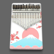 拇指琴17音卡林巴乐器手指琴彩绘卡林巴琴kalinba初学者入门 直板彩绘-樱花富士山