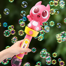 奥智嘉 正版迷你特工队相机吹泡泡机儿童玩具抖音同款电动泡泡棒带灯光音乐户外戏水玩具男孩女孩粉 露西 