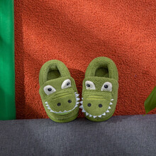 小鹿米利 儿童棉鞋宝宝棉包跟拖鞋毛毛鞋1-3岁新款保暖室内防滑2秋冬季男女童软底毛拖鞋 绿色 内长12cm【140】