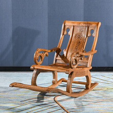 承古堂红木家具非洲鸡翅木（学名：非洲崖豆木）实木摇摇椅午睡躺椅休闲客厅椅午休椅阳台逍遥椅老人椅 A款：单张摇椅