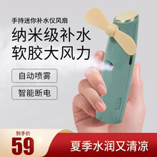 EITHON纳米喷雾补水仪充电usb手持风扇补水仪制冷加湿便携迷你办公室手持夏日吹风蒸汽喷雾器喷脸 自动喷雾风扇补水仪-绿色