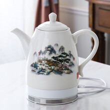 家用陶瓷电热水壶烧水壶电茶壶优卓大容量定制青花瓷自动断电家用电水壶煮茶器304不锈钢礼品采购公司预售 1.8L长嘴山水人家
