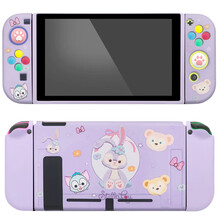 switch保护壳硅胶套分体ns贴纸全包任天堂配件主机一体游戏机可爱软套手柄收纳包盒改色动森周边彩壳 星黛露紫色送钢化膜-猫爪) 软壳保护套