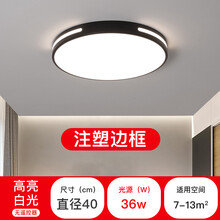 led吸顶灯超薄简约现代卧室餐厅厨房书房阳台灯客厅灯具北欧风格 黑框圆40cm白光