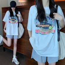 芷玥 孕妇装套装夏季夏款孕妇套装孕妇两件套外出外穿宽松大码孕妈装 白色T M