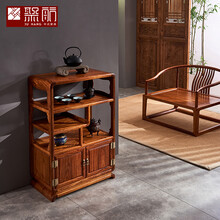 知府红木家具非洲花梨（学名：刺猬紫檀）全实木茶水柜家用餐厅中式多功能储物柜餐边柜碗 木款(长60-宽35-高89) 双门
