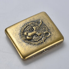 顶辉原装浮雕立体20支装青铜不锈钢烟盒复古个性便携刻字过节礼品 虎头