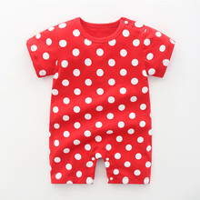 Next Road婴儿连体衣服新生儿夏季短袖哈衣0女宝宝夏装男1岁6薄款3个月幼儿 红色波点  90