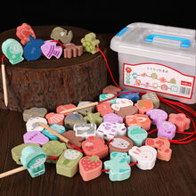 婴幼儿童串珠玩具力动脑数字积木宝宝早教1岁半2-3小男孩女孩 42粒(农场+海洋)