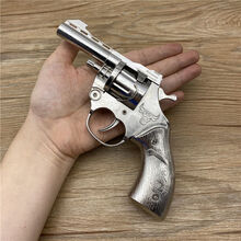 左轮枪儿童怀旧玩具全金属仿左轮打响纸炮火炮枪不可发射 野牛银色 套餐七