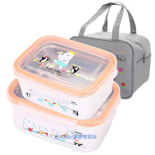 特百惠同款304不锈钢带盖学生保温饭盒儿童防烫便携食品级水果盒送人礼物 【新品】白卡通1100ml*2+袋