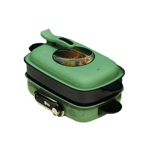 麦滋 MZeat 多功能锅料理锅 多用途锅 家用电火锅电炒锅 天窗款分体锅 牛油果绿（4L标准款 三盘）TC-N9088