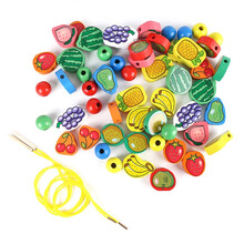 巧之木 水果串串珠子穿绳木制绕珠玩具 婴幼儿童宝宝早教益智玩具1-3-6岁