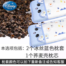 迪士尼线下商场同款儿童枕头荞麦吸汗夏季午睡宝宝幼儿园婴儿小枕头冰丝小孩四季通用 荞麦壳枕芯+2个蓝色冰丝枕套