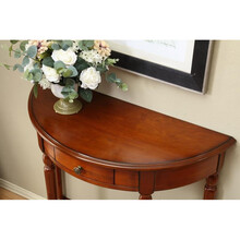 靠墙欧式半圆玄关柜玄关桌门厅柜隔断柜 走廊玄关台玄关桌带抽屉 樱桃色玄关台900长380宽875高 组装