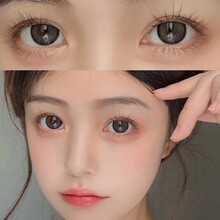 EYEWISH年抛2片装小黑柴美瞳欧美混血彩色隐形眼镜彩色自然款美瞳半年抛大小直径网红款0度 小黑柴14.2mm 0