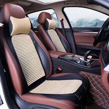 马鞍垫汽车坐垫夏季凉垫透气亚麻网红女神四季通用小蛮腰车座椅垫 温馨米色【全车五座】