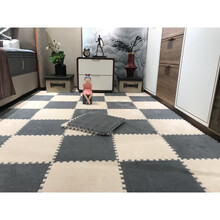 卧室地毯全铺 床边地毯卧室铺韩式拼接泡沫网红ins风大面积满铺可裁剪 灰色*浅咖【10片精装】 30*30*0.6CM【收藏送边条】