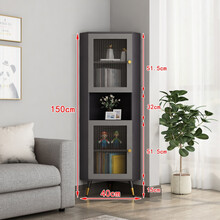 轻奢角柜三角形客厅墙角柜卧室转角拐角边角收纳储物柜 40宽*1.5米高 布纹灰(包安装) 组装