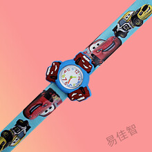 手表儿童男女孩卡通玩具迷你考试啪啪圈旋转幼儿园可爱礼物小手表 汽车天蓝旋转款