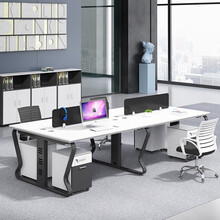 见贤办公家具 办公桌屏风职员桌椅组合现代简约2/4/6人位员工位卡座隔断电脑办公桌组合 经典黑白色 色卡（定制颜色）