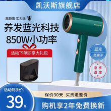 凯沃斯电吹风机负离子家用850W1200W大功率大风力速干学生宿舍蓝光恒温护发不伤发风筒电风吹冷热风 【绿色】850W标准款
