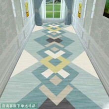 圣夏（SHENGXIA）*入户地毯走廊过道家用防滑垫客厅茶几卧室床边毯阳台满铺定制 蓝格之调 100*300厘米