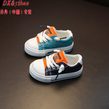 乔·丹(中国)专卖支持支持鸿星尔克貴 人鸟小童布鞋男童夏秋宝宝鞋子1-2-3岁拼色儿童帆布鞋休闲女 深蓝 19