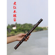 无膜孔 红木笛子紫檀木实木短笛儿童成人初学古风小乐器 老红木F调无膜孔短笛+书+配件