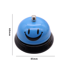 曲漾 会议桌按铃传菜钟厨房叫人铃吧台服务铃铛游戏比赛抢答提醒器 蓝色笑脸按铃85MM