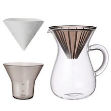 手冲咖啡一体壶玻璃锥形不锈钢滤网树脂一体分享壶套装 树脂滤杯分享壶600ml