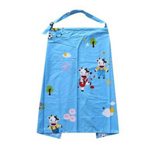 哺乳巾纯棉喂奶衣加大喂奶巾披肩外出母乳遮巾透气防走光春夏秋 蓝色小牛棉布款 均码  没有网纱款